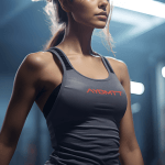 Person standing in a gym wearing a fitted gray tank top with “AYOMTT” in red text, highlighting upper body strength and fitness focus.